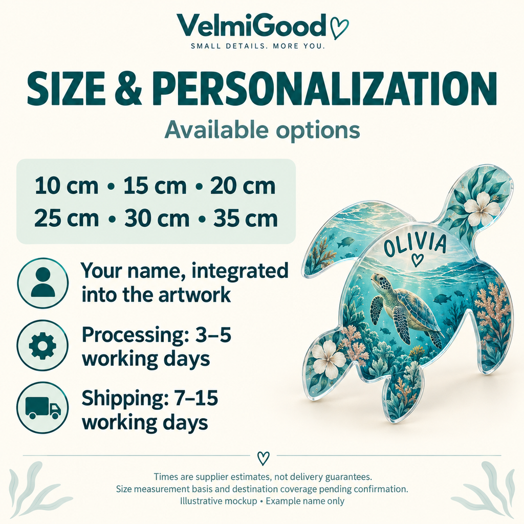 Size guide in centimeters for the custom shape acrylic plaque: 10, 15, 20, 25, 30 and 35 cm (3.94 to 13.78 inches)
