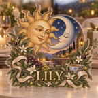 Personalized Sun & Moon Host Thank You Gift custom shape acrylic plaque with an example name set into the artwork, digital preview