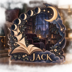 Personalized Moon Phase Circle — Reading Nook Decor custom shape acrylic plaque with an example name set into the artwork, digital preview
