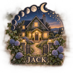 AI design mockup: Moon phase circle — personalized housewarming, personalized JACK, subject-shaped acrylic with printed optical 3D depth; not carved relief.