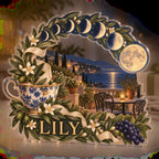 Personalized Moon Phase Circle Host Thank You Gift custom shape acrylic plaque with an example name set into the artwork, digital preview