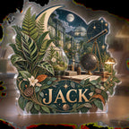 Personalized Celestial Botanical Garden Home Office Backdrop custom shape acrylic plaque with an example name set into the artwork, digital preview