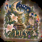Personalized Celestial Botanical Garden Hobby Studio Identity custom shape acrylic plaque with an example name set into the artwork, digital preview