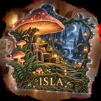 Personalized Celestial Mushroom Forest Reading Nook Decor custom shape acrylic plaque with an example name set into the artwork, digital preview