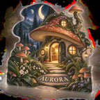 Personalized Celestial Mushroom Forest Housewarming custom shape acrylic plaque with an example name set into the artwork, digital preview