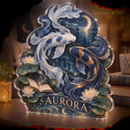 Personalized Celestial Koi Reading Nook Decor custom shape acrylic plaque with an example name set into the artwork, digital preview