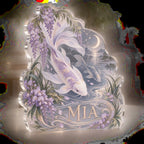 Personalized Celestial Koi Quiet Corner Decoration custom shape acrylic plaque with an example name set into the artwork, digital preview