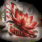 Personalized Red Lotus Mandala Apartment Gallery Wall custom shape acrylic plaque with an example name set into the artwork, digital preview