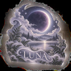 Personalized Lunar Eclipse Quiet Corner Decoration custom shape acrylic plaque with an example name set into the artwork, digital preview