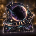 Personalized Lunar Eclipse Collector Birthday Keepsake custom shape acrylic plaque with an example name set into the artwork, digital preview