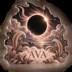 Personalized Solar Eclipse Bedroom Statement Decor custom shape acrylic plaque with an example name set into the artwork, digital preview