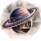 Artwork visualization: Ringed planet — apartment gallery wall, personalized SOPHIA, subject-shaped acrylic with printed optical 3D depth; not carved relief.