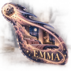 Artwork visualization: Comet trail — bedroom statement decor, personalized EMMA, subject-shaped acrylic with printed optical 3D depth; not carved relief.