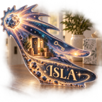 Artwork visualization: Comet trail — personalized housewarming, personalized ISLA, subject-shaped acrylic with printed optical 3D depth; not carved relief.