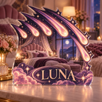 Artwork visualization: Meteor shower — bedroom statement decor, personalized LUNA, subject-shaped acrylic with printed optical 3D depth; not carved relief.