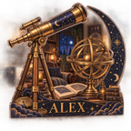 Artwork visualization: Astronomical instruments — reading nook decor, personalized ALEX, subject-shaped acrylic with printed optical 3D depth; not carved relief.