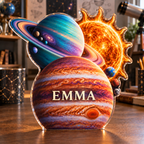 Personalized Vintage Solar System — Hobby Studio Identity acrylic plaque with an example name set into the artwork, digital preview