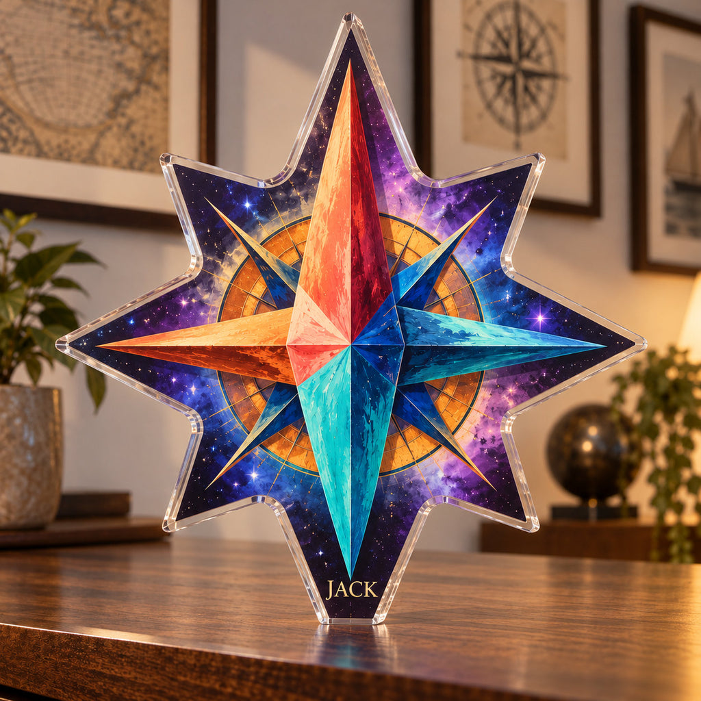 Personalized acrylic plaque with an example name set into the artwork, digital preview