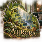 Artwork visualization: Fern forest floor — living room focal point, personalized AURORA, subject-shaped acrylic with printed optical 3D depth; not carved relief.