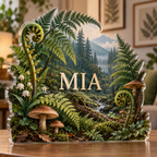 Artwork visualization: Fern forest floor — apartment gallery wall, personalized MIA, subject-shaped acrylic with printed optical 3D depth; not carved relief.