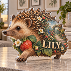 Personalized Hedgehog Garden — Apartment Gallery Wall acrylic plaque with an example name set into the artwork, digital preview