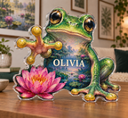 Personalized Frog Pond — Apartment Gallery Wall acrylic plaque with an example name set into the artwork, digital preview