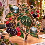 Personalized Wild Berry Bramble — Hobby Studio Identity acrylic plaque with an example name set into the artwork, digital preview