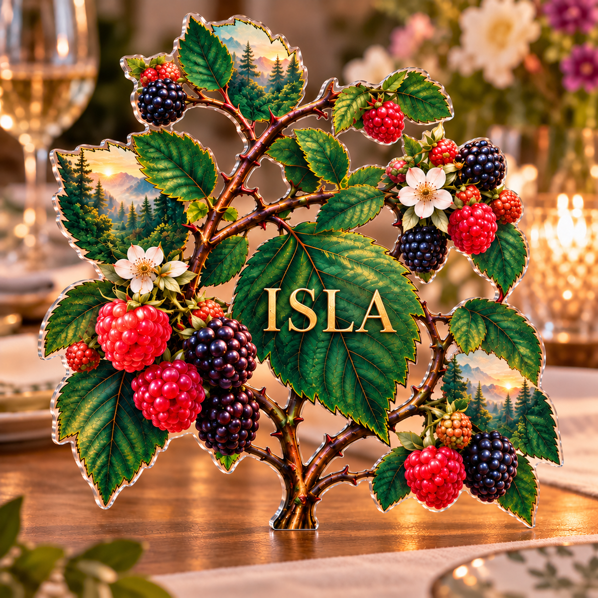Personalized Wild Berry Bramble — Host Thank You Gift acrylic plaque with an example name set into the artwork, digital preview