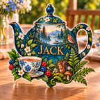 Personalized Woodland Tea Picnic — Host Thank You Gift acrylic plaque with an example name set into the artwork, digital preview