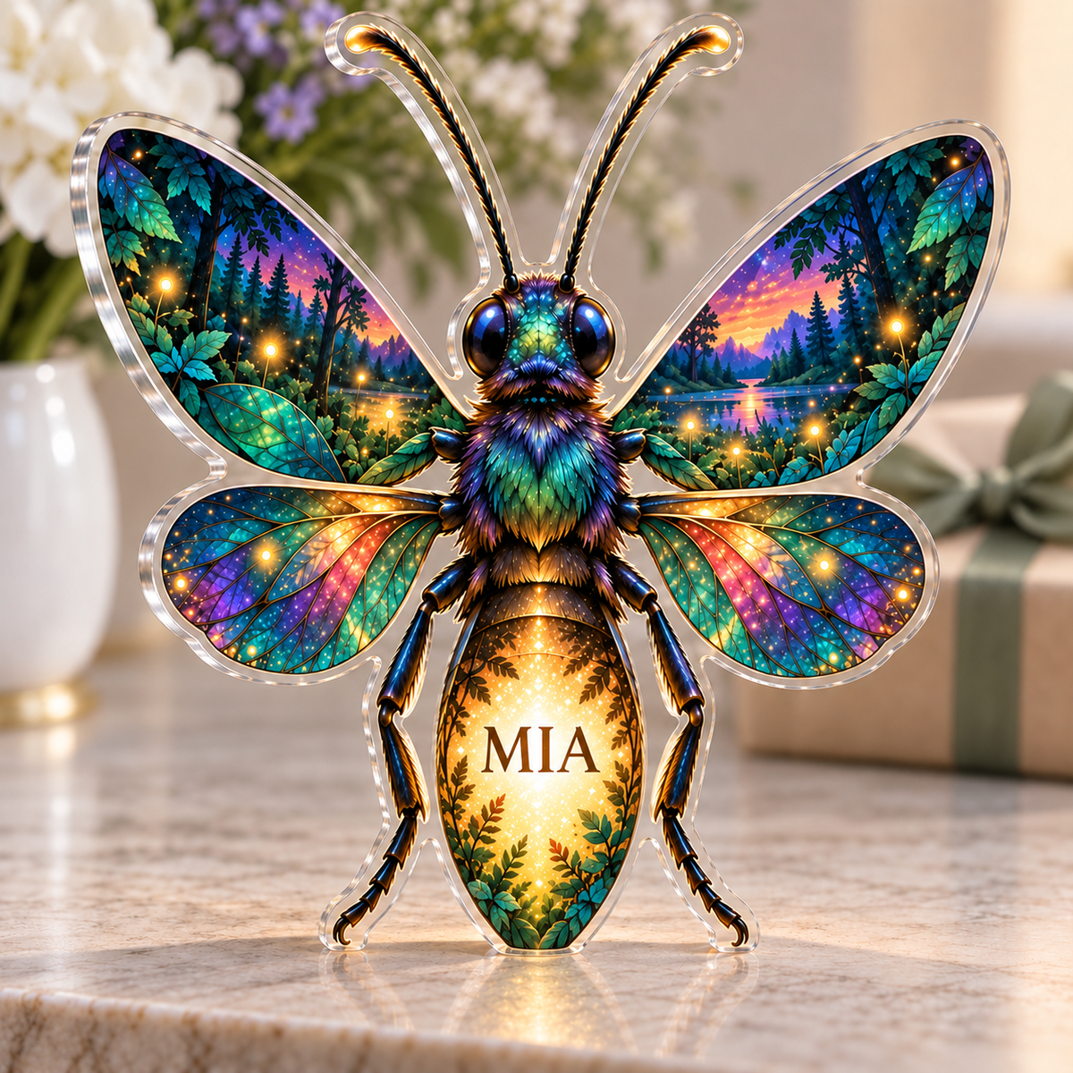 Personalized Firefly Clearing — Host Thank You Gift acrylic plaque with an example name set into the artwork, digital preview