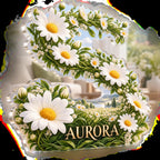Personalized Daisy Chain Living Room Focal Point custom shape acrylic plaque with an example name set into the artwork, digital preview