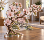 Artwork visualization: Cherry blossom branch — personalized housewarming, personalized LUNA, subject-shaped acrylic with printed optical 3D depth; not carved relief.