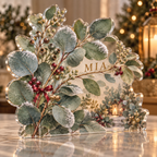 Artwork visualization: Eucalyptus sprigs — quiet corner decoration, personalized MIA, subject-shaped acrylic with printed optical 3D depth; not carved relief.