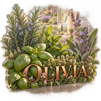 Artwork visualization: Herb garden — bedroom statement decor, personalized OLIVIA, subject-shaped acrylic with printed optical 3D depth; not carved relief.