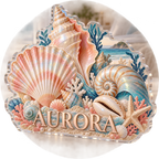 Artwork visualization: Seashell study — bedroom statement decor, personalized AURORA, subject-shaped acrylic with printed optical 3D depth; not carved relief.