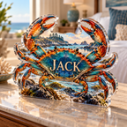 Artwork visualization: Crab tidal pool — bedroom statement decor, personalized JACK, subject-shaped acrylic with printed optical 3D depth; not carved relief.