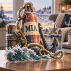 Artwork visualization: Buoy and rope — quiet corner decoration, personalized MIA, subject-shaped acrylic with printed optical 3D depth; not carved relief.