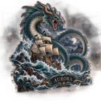 Artwork visualization: Sea serpent voyage — bedroom statement decor, personalized AURORA, subject-shaped acrylic with printed optical 3D depth; not carved relief.