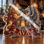 Artwork visualization: Medieval heraldic animals — personalized housewarming, personalized AVA, subject-shaped acrylic with printed optical 3D depth; not carved relief.