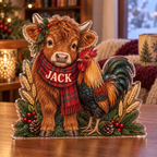 Artwork visualization: Farm animal morning — sibling shared room, personalized JACK, subject-shaped acrylic with printed optical 3D depth; not carved relief.