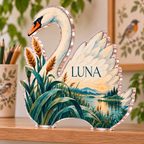 Personalized Swan And Reeds — Homeschool Learning Wall acrylic plaque with an example name set into the artwork, digital preview