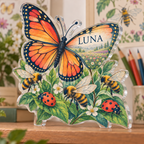 Personalized Garden Insect Counting — Homeschool Learning Wall acrylic plaque with an example name set into the artwork, digital preview
