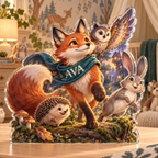 Artwork visualization: Original storybook animals — nursery room decoration, personalized AVA, subject-shaped acrylic with printed optical 3D depth; not carved relief.