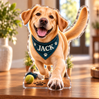 Artwork visualization: Labrador retriever — household welcome decor, personalized JACK, subject-shaped acrylic with printed optical 3D depth; not carved relief.