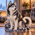 Artwork visualization: Husky — pet room decoration, personalized NOAH, subject-shaped acrylic with printed optical 3D depth; not carved relief.