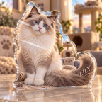 Artwork visualization: Ragdoll cat — pet room decoration, personalized LILY, subject-shaped acrylic with printed optical 3D depth; not carved relief.