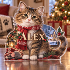 Artwork visualization: Rescue cat — new pet parent gift, personalized ALEX, subject-shaped acrylic with printed optical 3D depth; not carved relief.