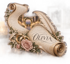 Artwork visualization: Wedding vow typography — everyday home keepsake, personalized OLIVIA, subject-shaped acrylic with printed optical 3D depth; not carved relief.