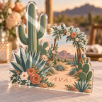 Artwork visualization: Desert botanical wedding — thank you gift, personalized AVA, subject-shaped acrylic with printed optical 3D depth; not carved relief.