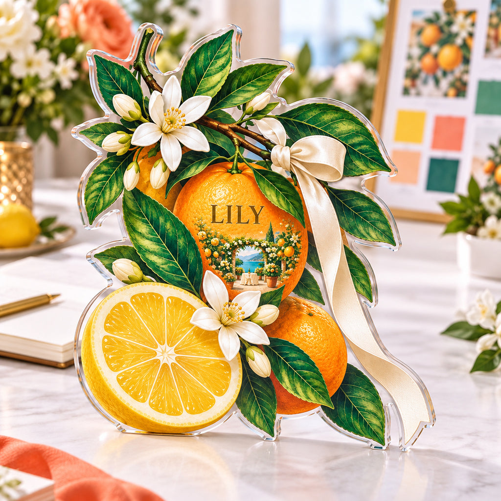 Personalized acrylic plaque with an example name set into the artwork, digital preview
